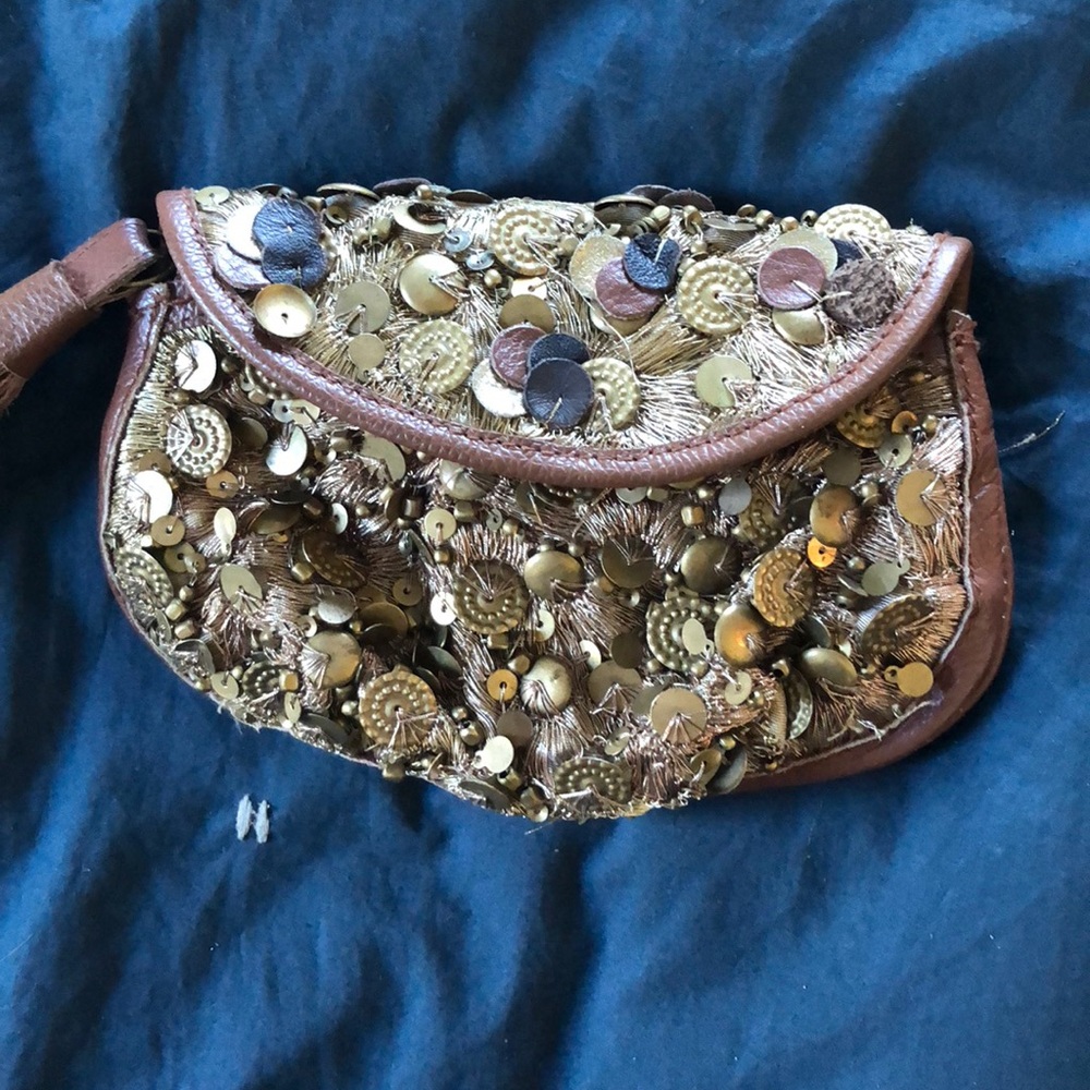 Anthropologie Lucky Penny Beaded Clutch